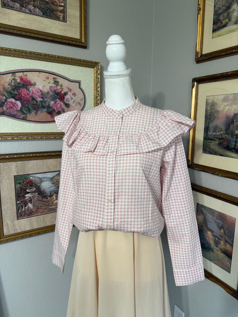 Pink Pull & Bear Gingham Buttonup